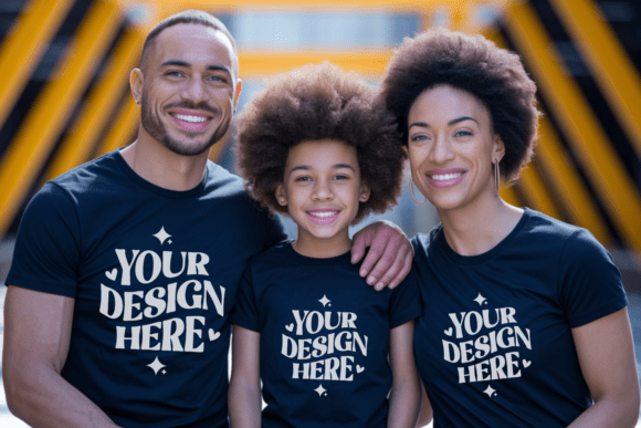 Family Group T-Shirt Mockups: Graphics for Product Mockups