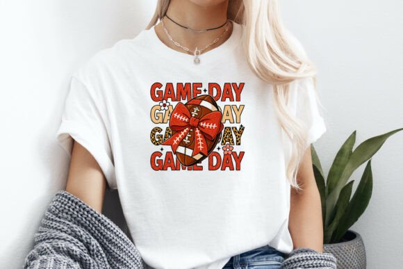 Game Day Football Bow Shirt Graphics & T-Shirt Designs