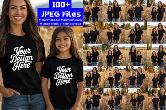 Mommy and Me Black Shirt Bundle: Graphics & Mockups